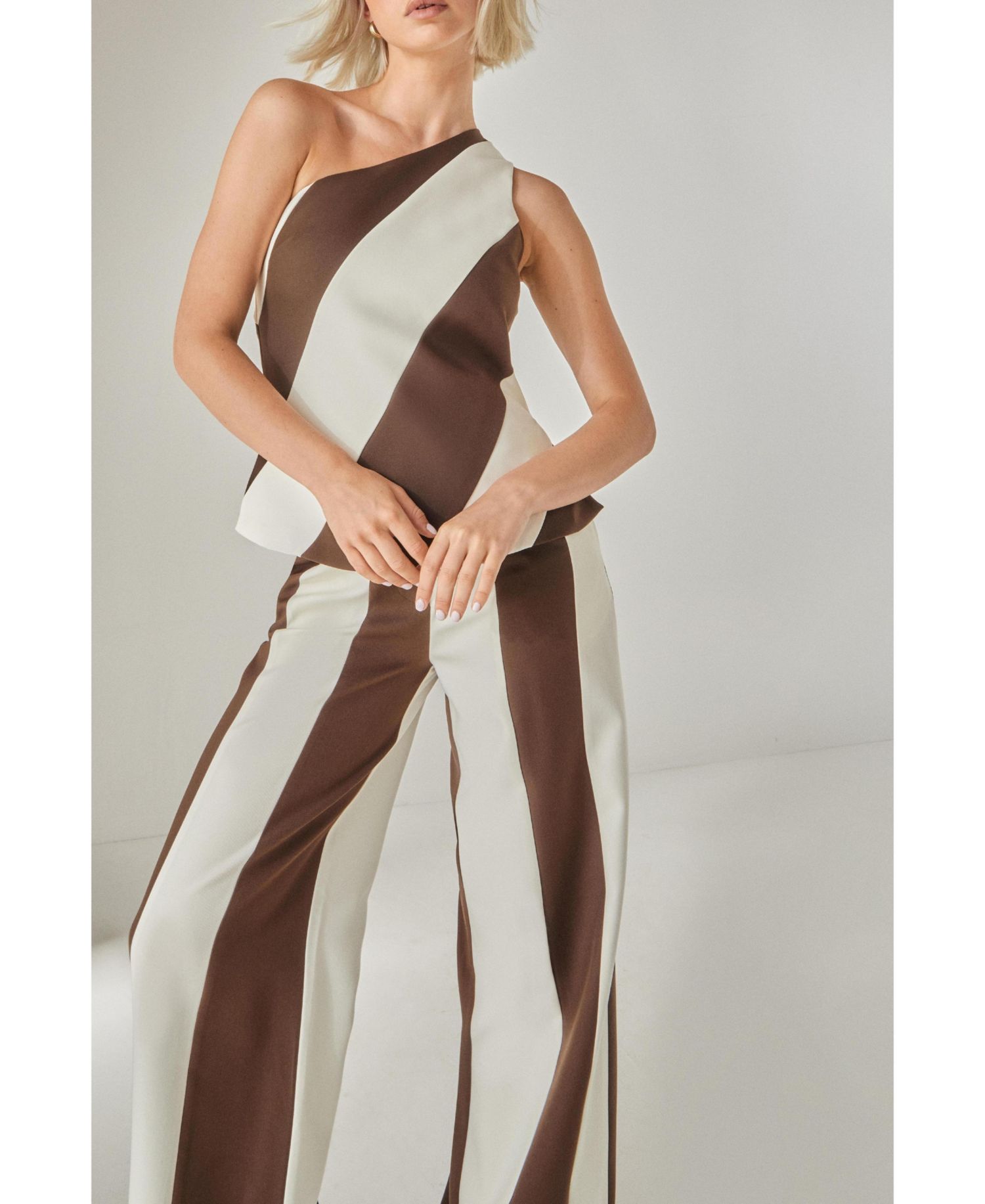 Women's Stripe Tailored One Shoulder Top