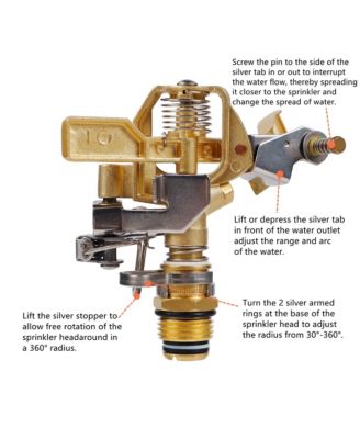 Brass Impact Sprinkler Adjustable Pattern Watering Sprinklers 3-Pack