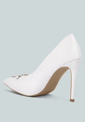 Women Ashlyn Rhinestones Embellished Satin Stiletto Pumps