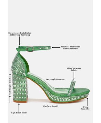 Womens Ronan Rhinestones Embellished Block Sandals