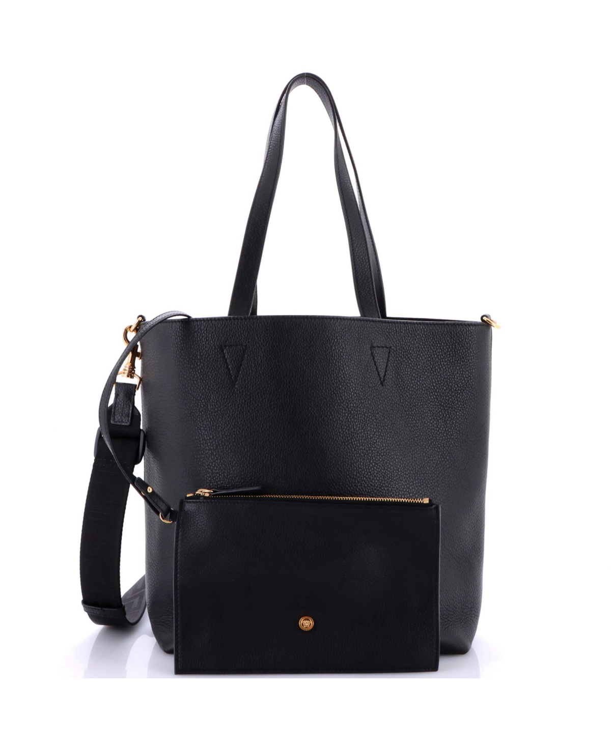 Pre-Owned Versace Tall La Medusa Convertible Shopper Tote Bag Leather Leather
