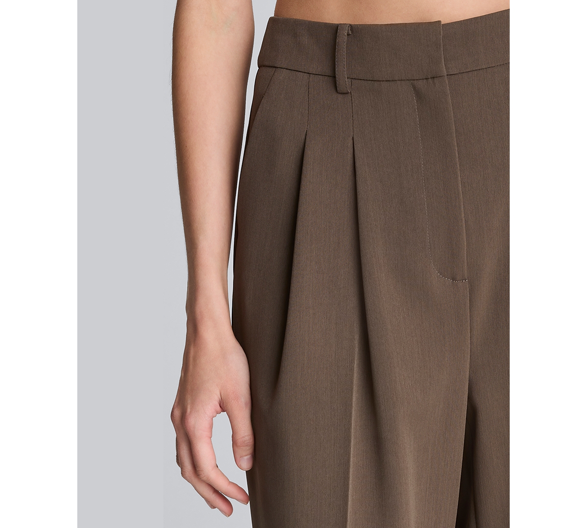 Kenneth Cole Double Pleat High Waist Wide Leg Pants In Brown