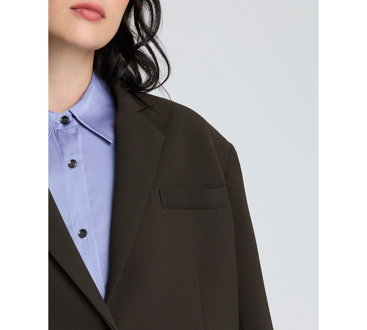 Kenneth Cole Luxe Twill Two Button Boyfriend Jacket In Black