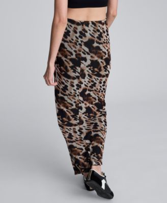 Women's Pull-On Front Slit Midi Skirt