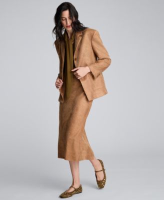 Women's Embossed Snake Print Pull-On Midi Skirt