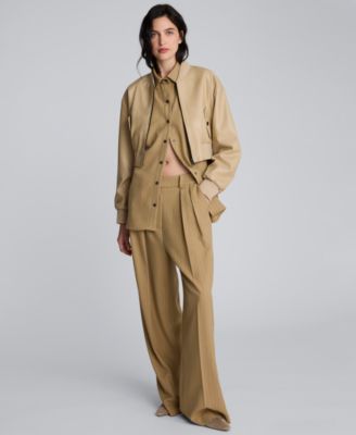 Women's High Rise Pleated Pinstripe Pants