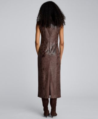 Women's Crewneck Velvet Midi Dress