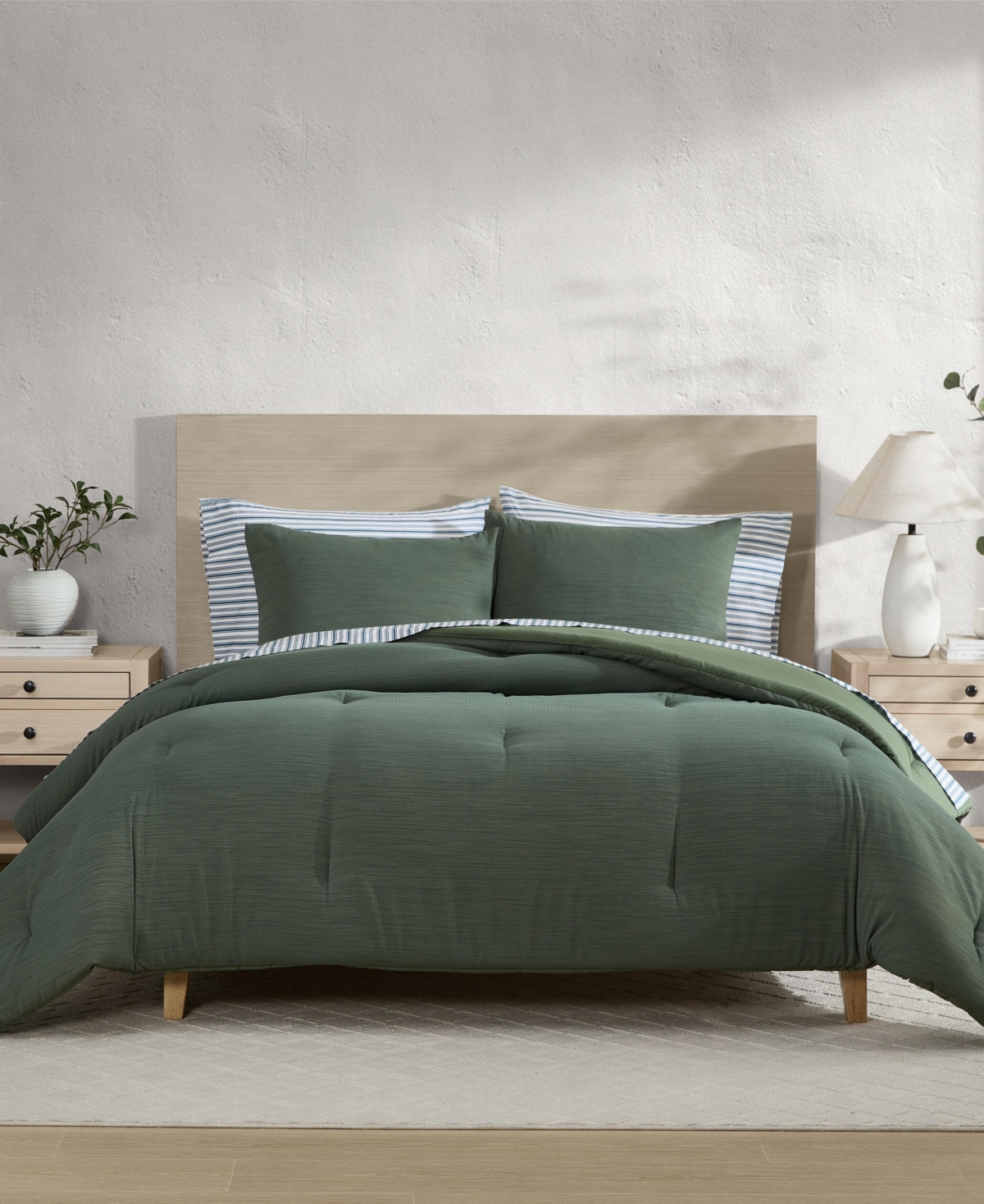 Nautica Herringbone Jacquard Chenille Solid 3-pc. Comforter Set, Full/queen In Green