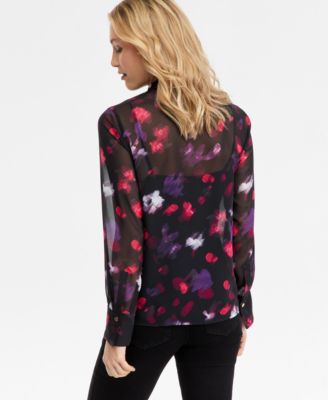 Women's Long-Sleeve Tie-Neck Blouse, Macy's Exclusive