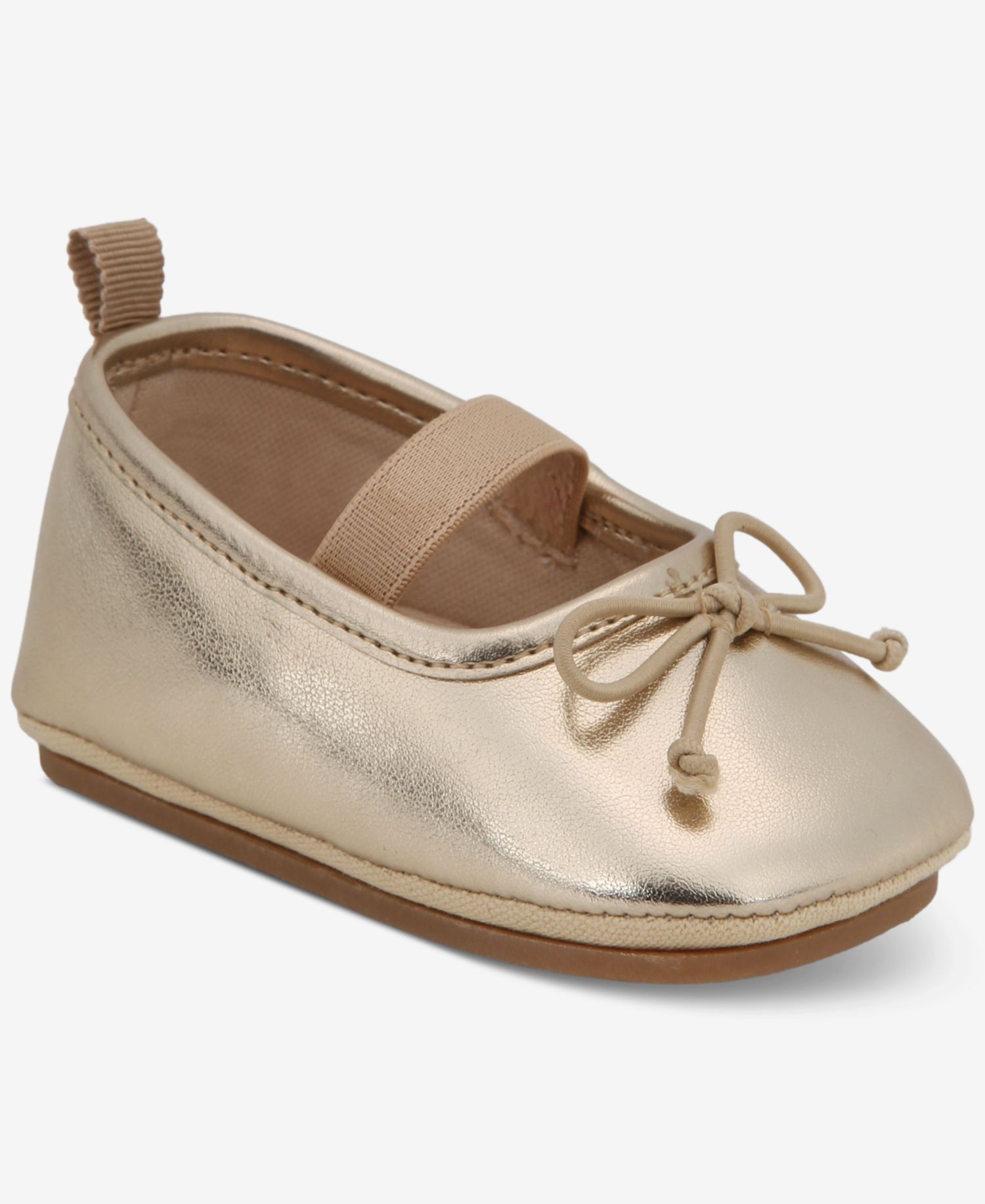 Baby Girls Hard Sole Metallic Ballet Flats