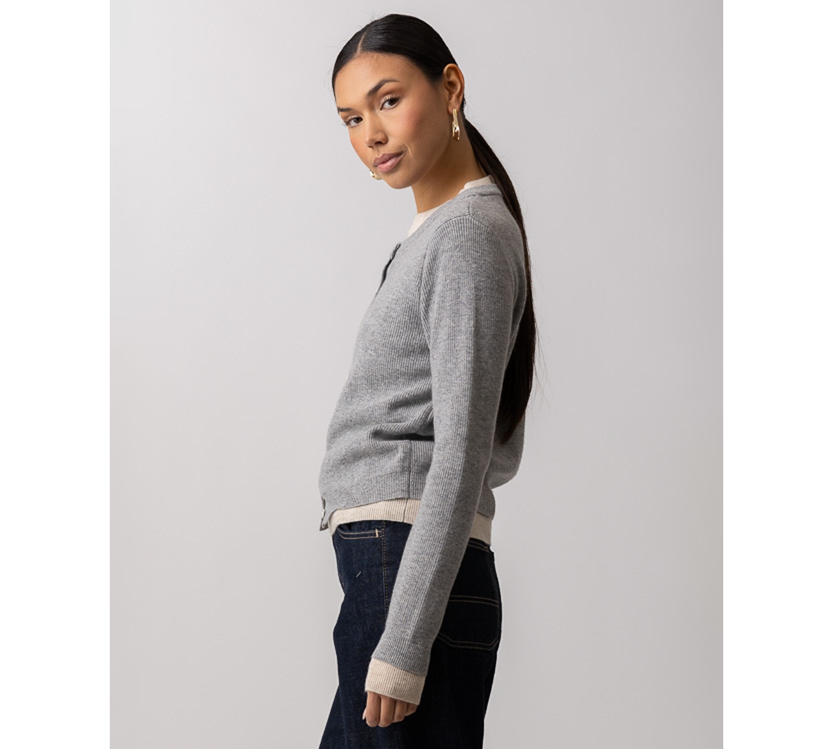 Line & Dot Women's Eton Peplum Pull-on Sweater In Gray