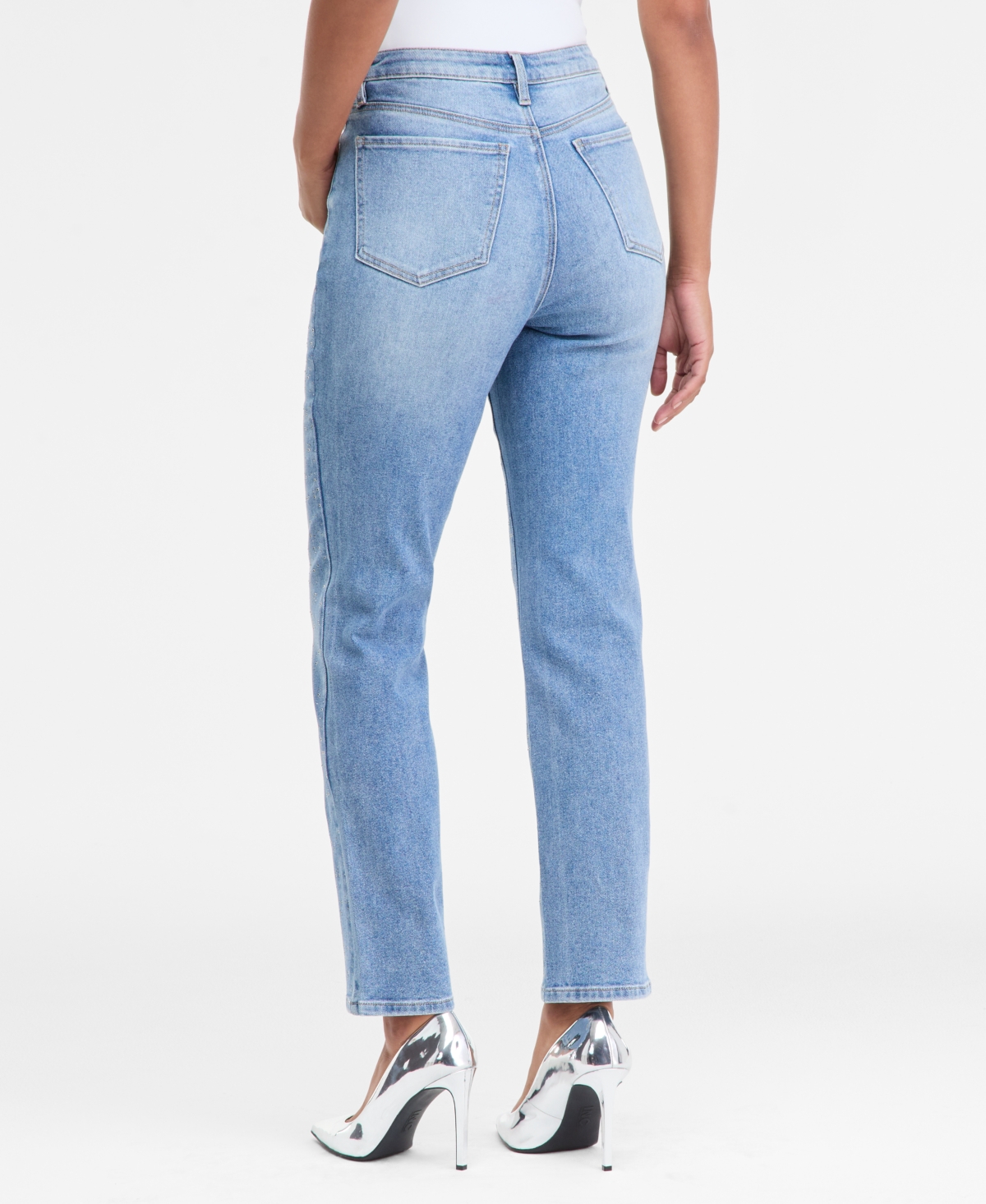 Inc International Concepts Women's Embellished Straight-leg Jeans, Macy's Exclusive In Blue