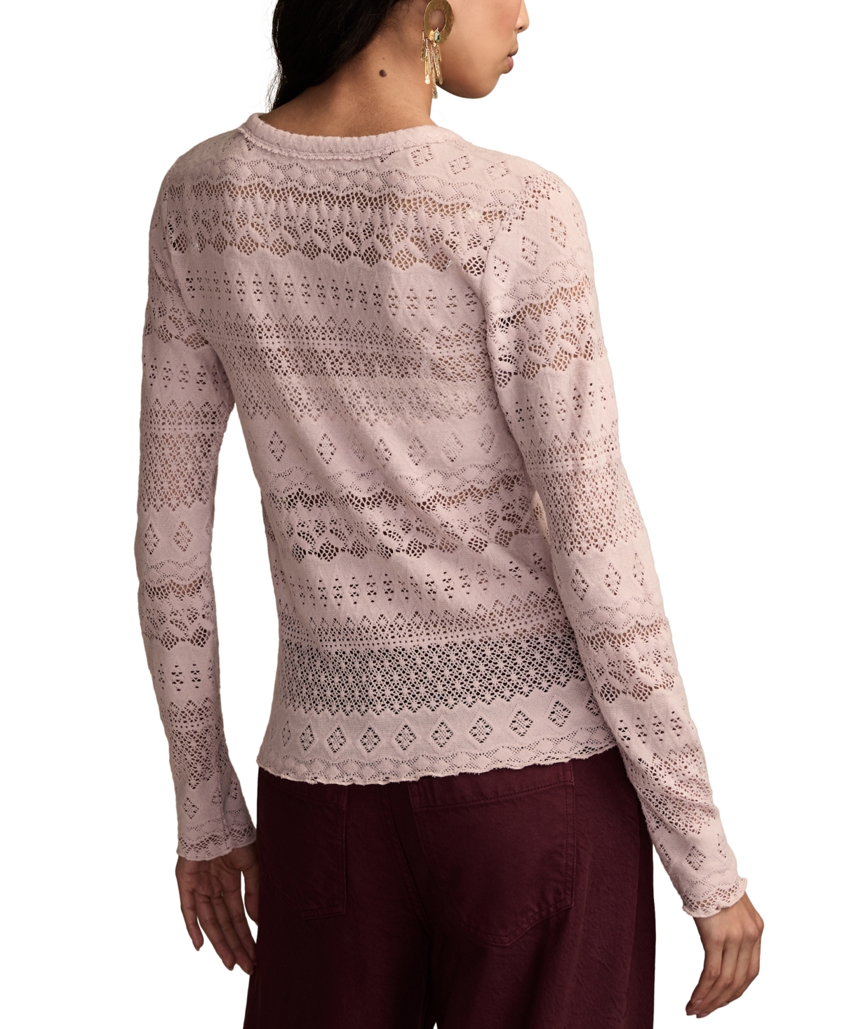 Lucky Brand Women's Lace Detail Long Sleeve Top