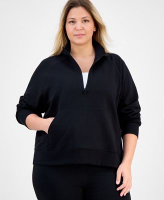 Plus Size Quarter-Zip Raglan-Sleeve Top, Macy's Exclusive