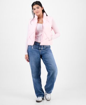 Juniors' Bow-Trim Puffer Vest