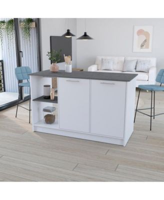 59"W Manufactured Wood Open Shelves, Double-Door Cabinet Padua Kitchen Island