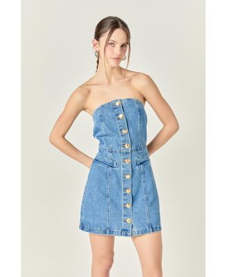 denim tube top dress English Factory Women's Mini Size:1 Years 517290-3TIS-MVL Best Beach Dresses: Shop English factory weather outings or relaxed