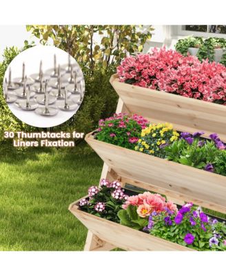 3-Tier Raised Garden Bed with Storage Shelf and Side Hooks