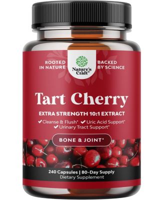 Tart Cherry Capsules, Advanced Uric Acid Cleanse and Joint Support Supplement, Nature's Craft, 240ct