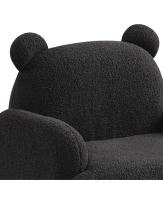 25.5"W Black Sherpa Bear-Shaped Kids Armchair
