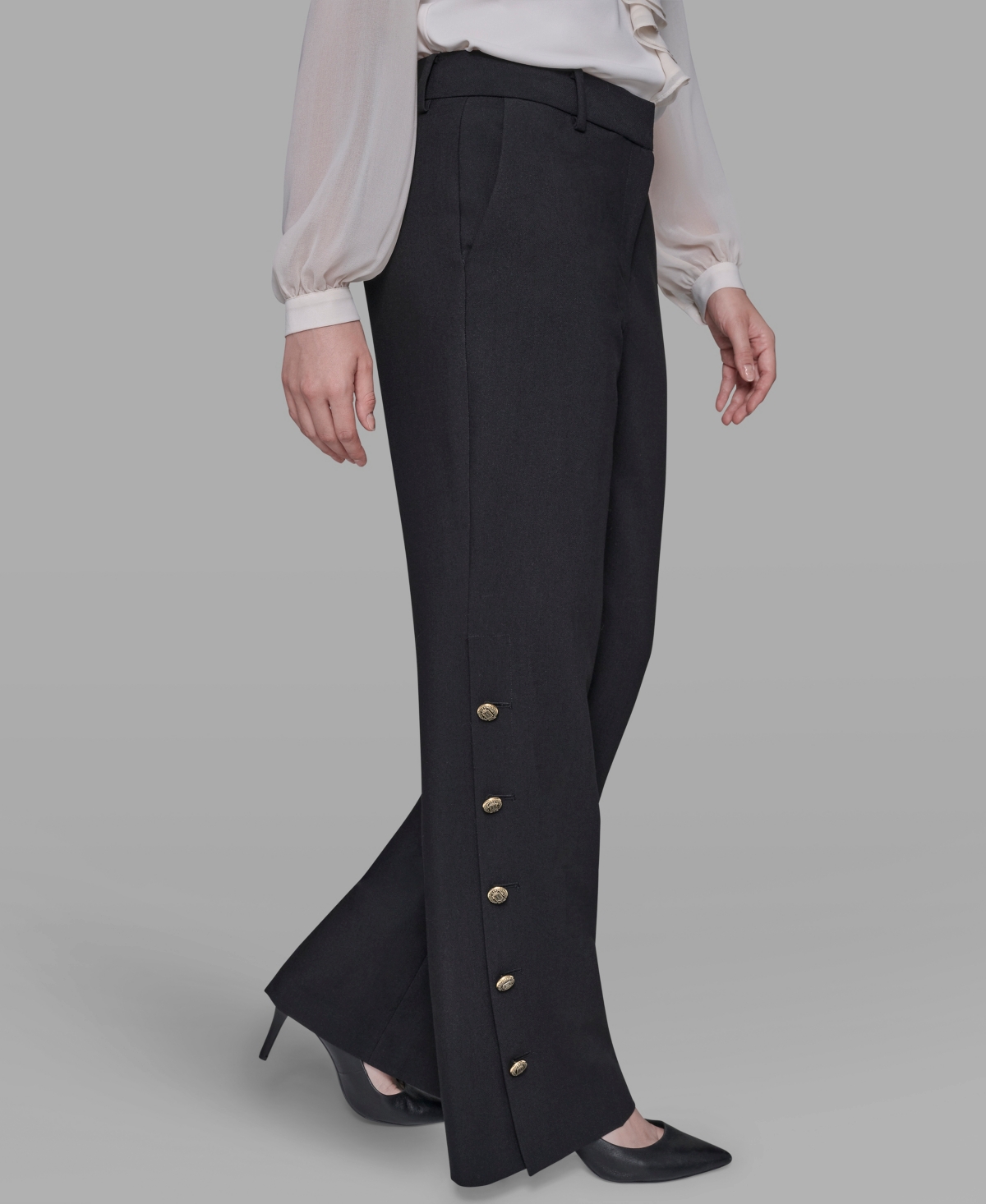 Karl Lagerfeld Women's Mid-rise Flared Pants In Black