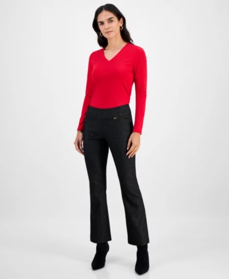 Petite Jacquard Mini Bootcut Pants - Geo Jaq