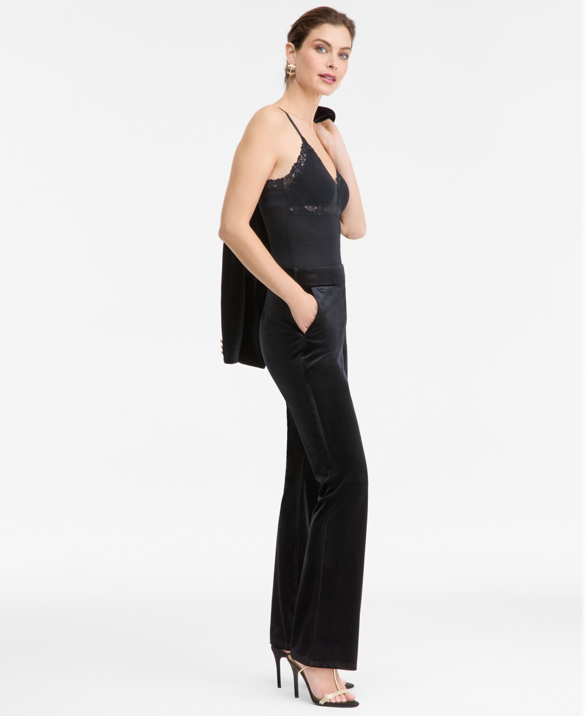 I.n.c. International Concepts Women's High-Rise Velvet Flare Pants, Macy's Exclusive