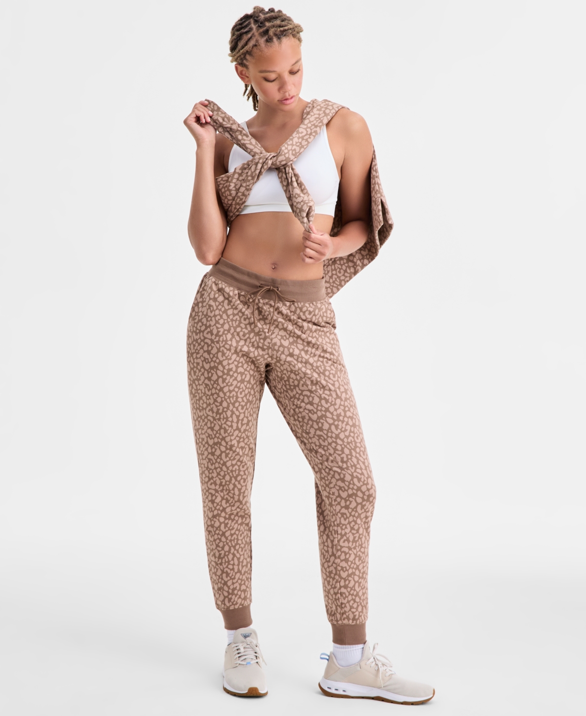 Id Ideology Women's Animal-print Jogger Pants, Macy's Exclusive In Brown