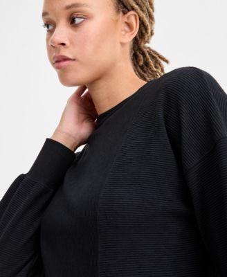 Women's Ribbed Knit Crewneck Sweatshirt