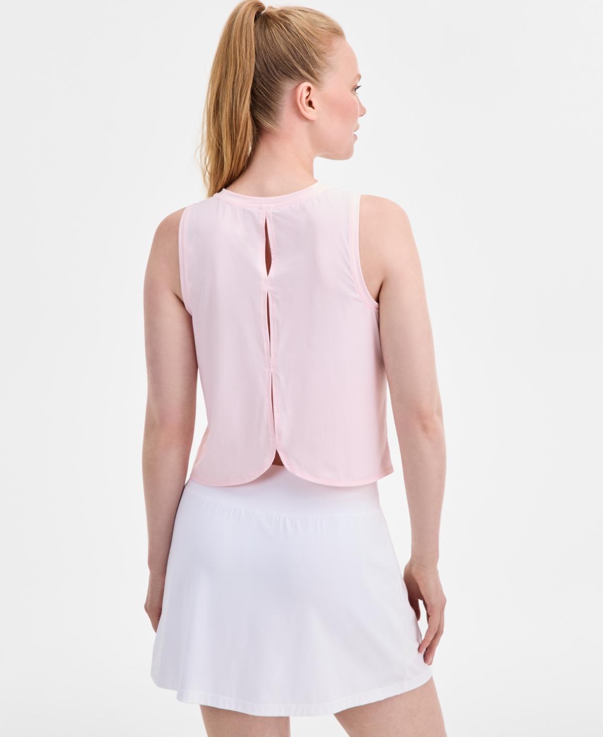 Id Ideology Women's Crewneck Back-slit Knit Tank Top, Macy's Exclusive In Pink
