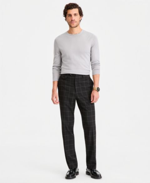 Мужские брюки Tayion Collection Classic-Fit Windowpane Suit Separates, цвет: Чёрный