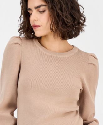 Women's High-Crewneck Long-Puff-Sleeve Sweater 