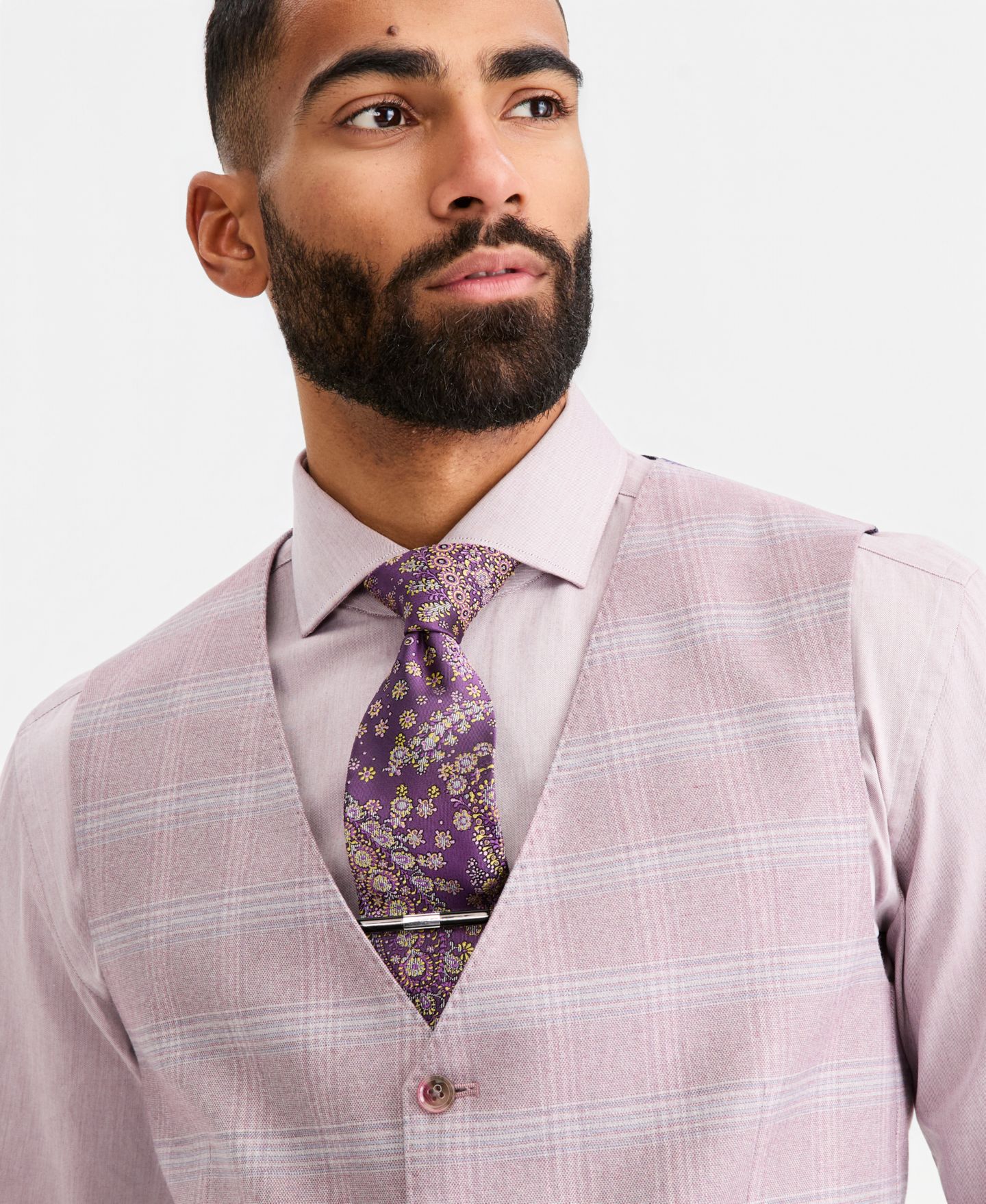 Мужской жилет Tayion Collection Classic-Fit Dusty Rose Suit Separates Vest, цвет: Пыльный розовый — фото 3