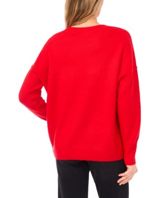 Women's "Believe" Script Cozy Crewneck Long-Sleeve Sweater