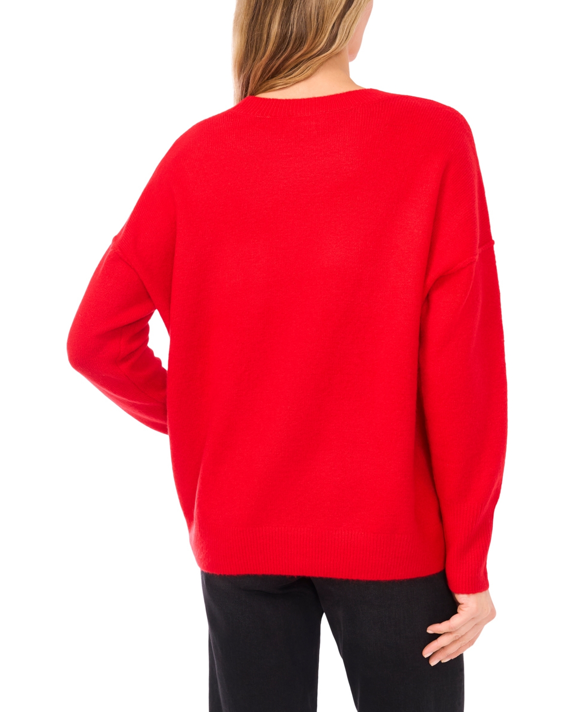 Cece Women's Believe Script Long-sleeve Cozy Sweater In Red