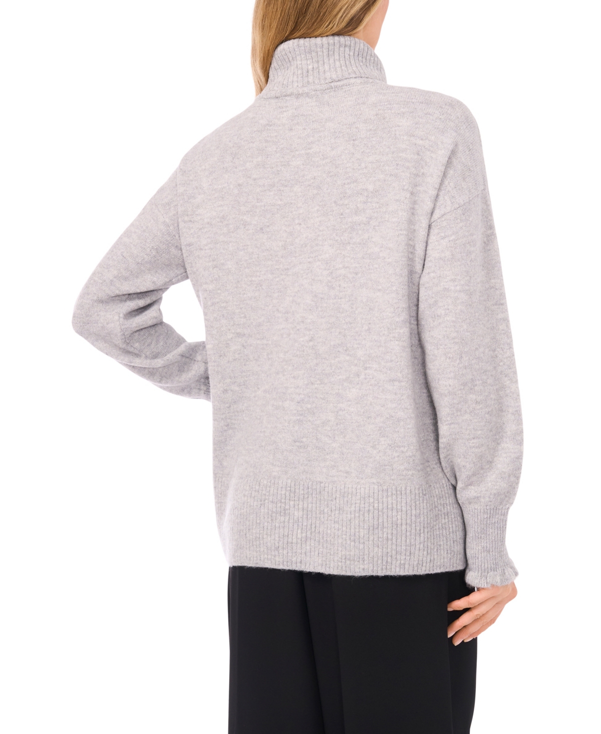 Cece Women's Embroidered Ribbon Turtleneck Sweater In Gray