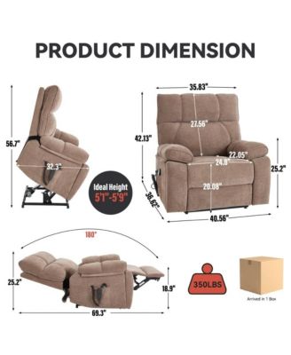 Oversized Chenille Lift Recliner with Heat & Massage, Cup Holders, Dual Motor Electric Chair for Seniors-Maison Boucle