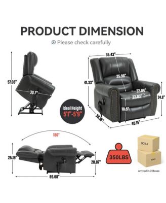  1 Pc  Faux Leather   Power Lift, Dual Motor, Massage , Lumbar Heat, USB-A & USB-C Ports, Infinite Position  Electric Recliner Chair