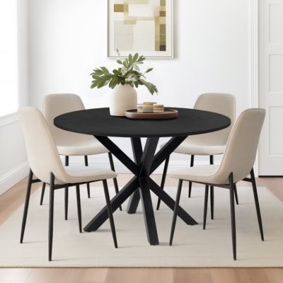 5-Piece Modern Dining Set with 39.5 Inch Round Table and 4 Chairs, Multiple Color Options for Kitchen & Dining Room-Maison Boucle