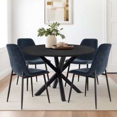5-Piece Modern Dining Set with 39.5 Inch Round Table and 4 Chairs, Multiple Color Options for Kitchen & Dining Room-Maison Boucle