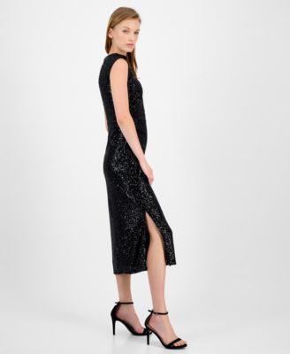 Women's Sequin Sleeveless Midi Sheath Dress