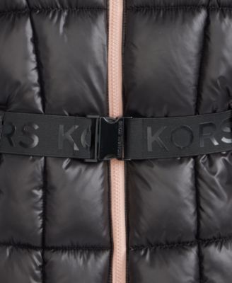 Girls 7-16 Active Belted Stadium Puffer Jacket With Faux-Fur Trim