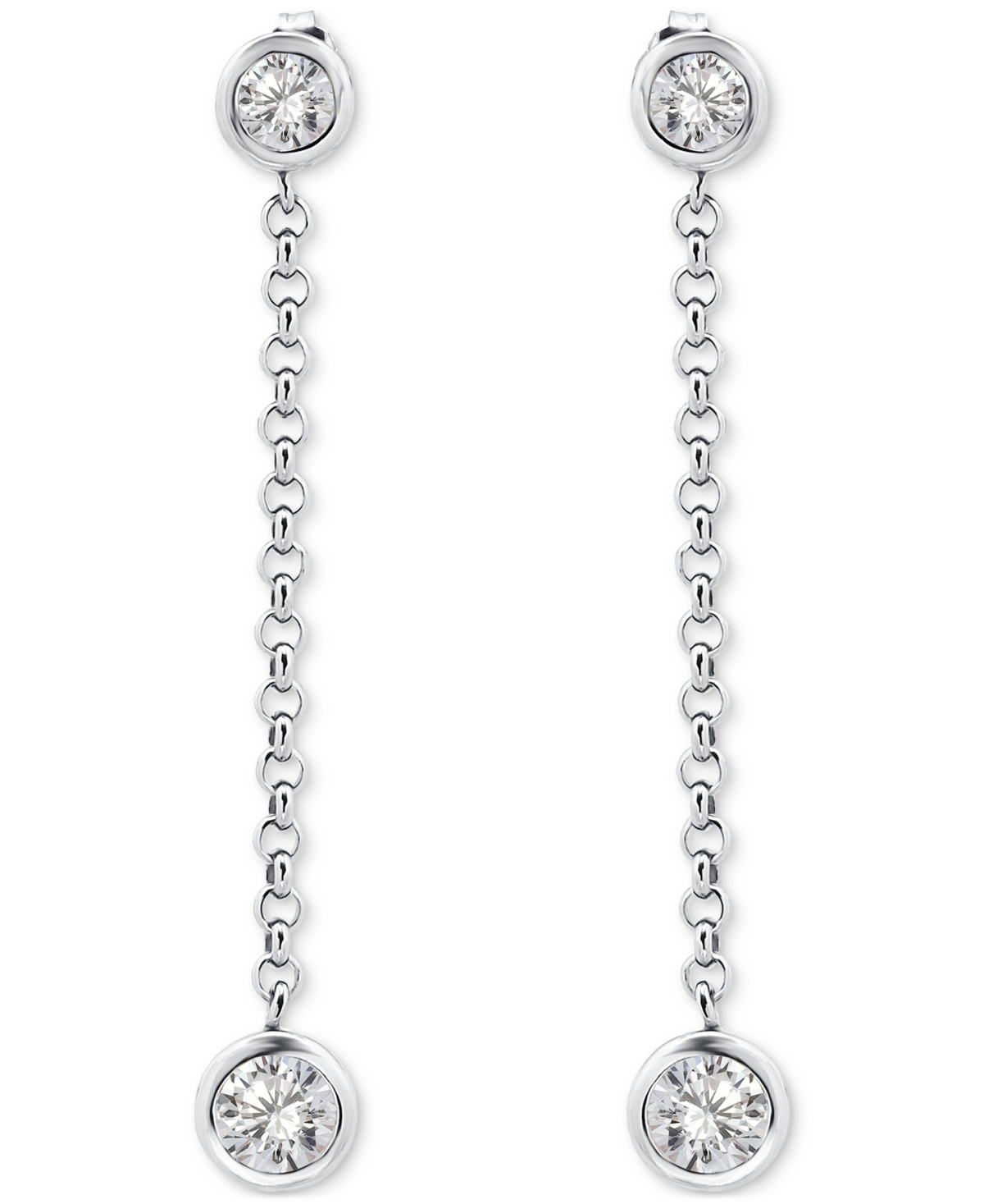 Giani Bernini Round Bezel Set Stone Drop Earrings (2-3/8 Ct. T.w.) In Sterling Silver, Macy's Exclusive In Metallic