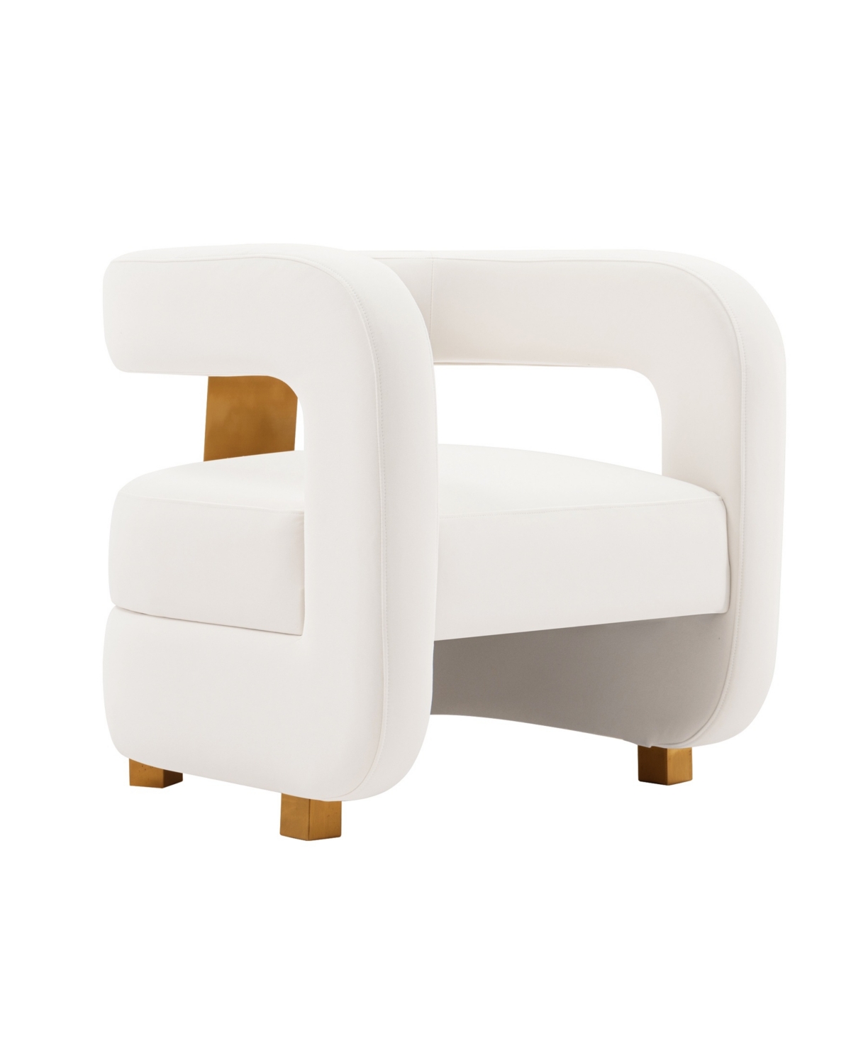 Manhattan Comfort Amirah Modern 27.17" Velvet Upholstered Accent Chair In White