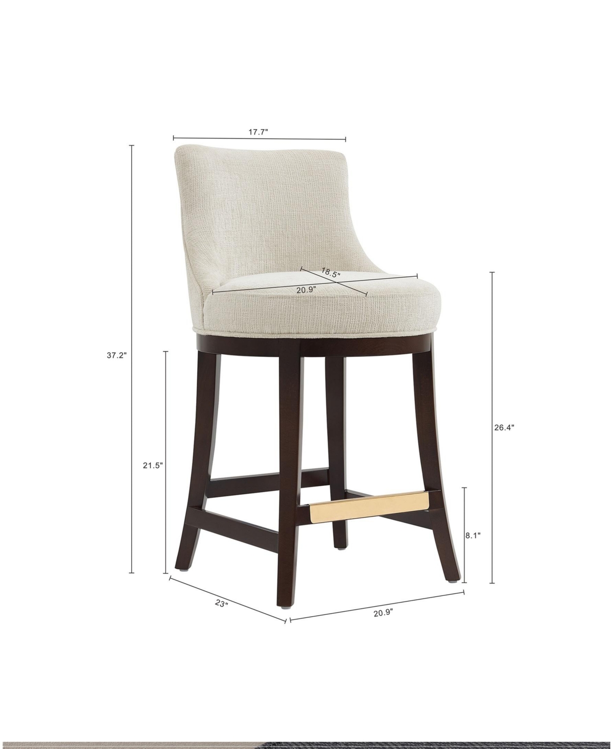 Manhattan Comfort Lucia 37.2" Chenille Upholstered Counter Stool In Brown