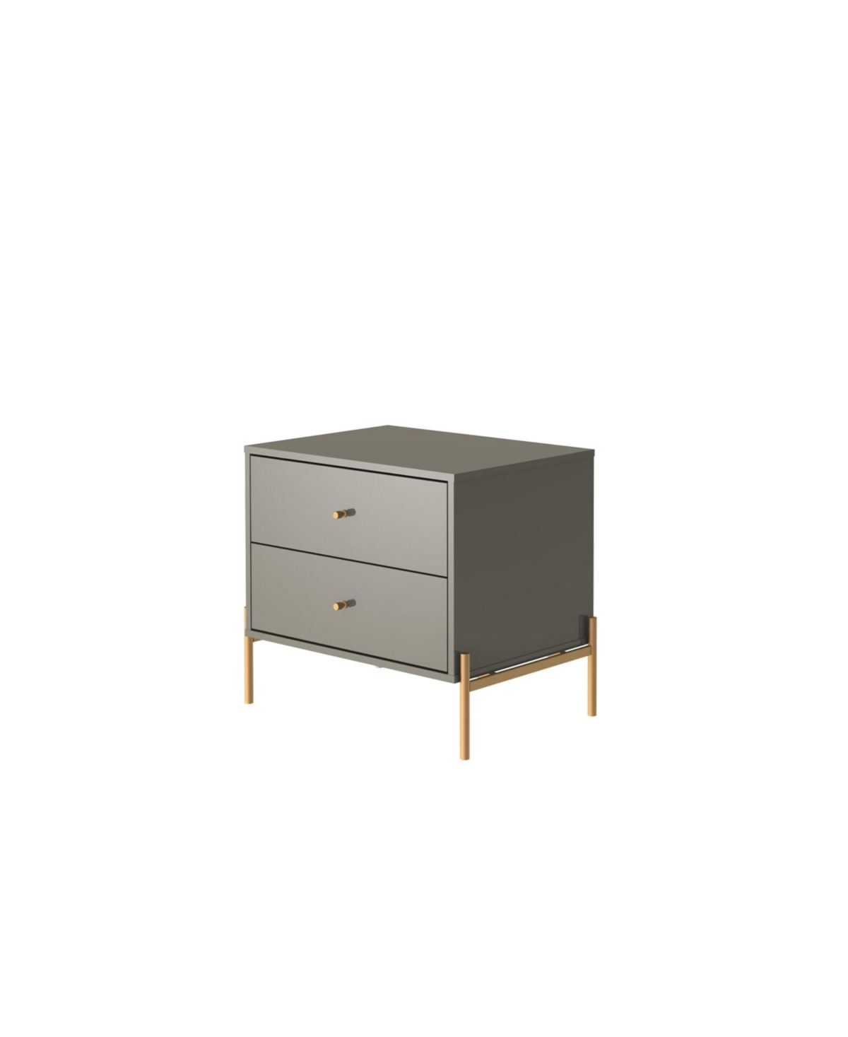 Manhattan Comfort Jasper 22.08" Wood 2-drawer Nightstand In Gray