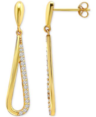 Round Drop Earrings (3/8 ct.t.w) in 18K Gold Plated Sterling Silver