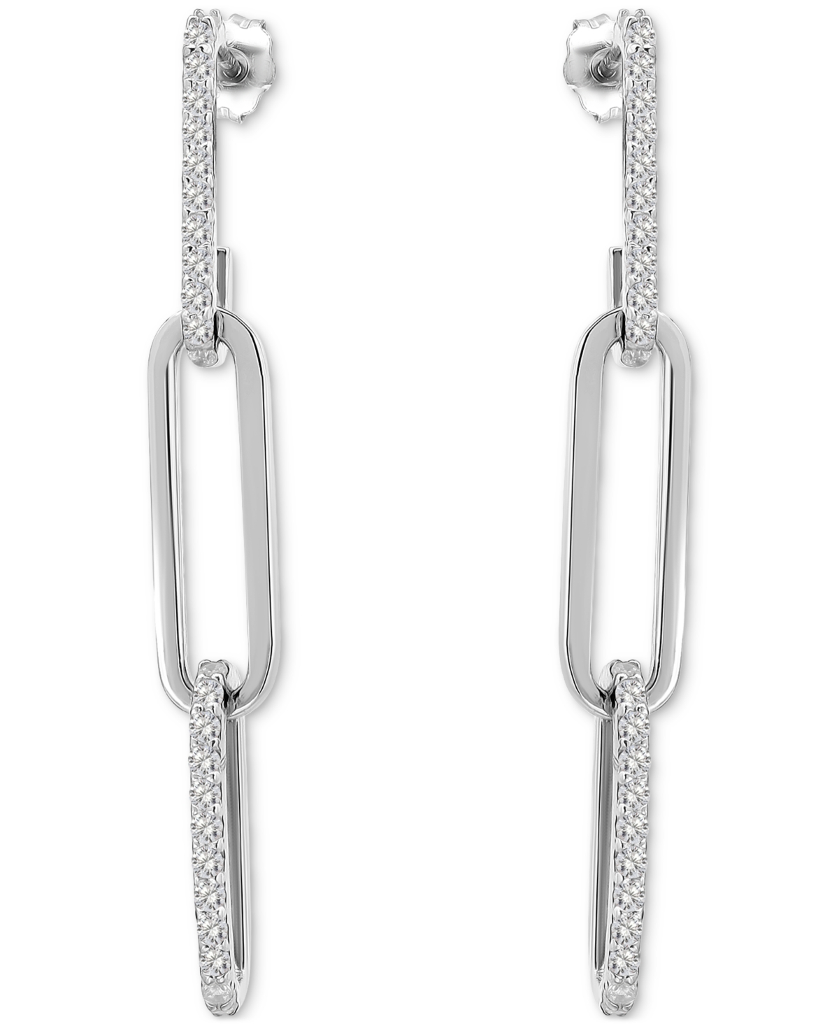 Giani Bernini Link Drop Earrings (3/8 Ct. T.w.) In Sterling Silver, Macy's Exclusive In Metallic