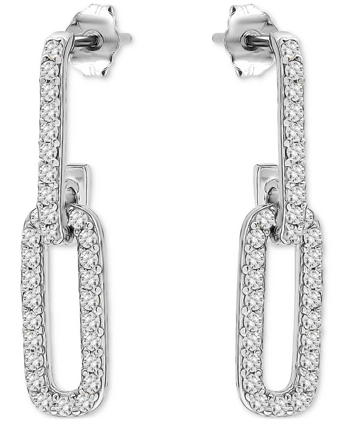 Giani Bernini Link Drop Earrings (7/8 Ct. T.w.) In Sterling Silver, Macy's Exclusive In Metallic