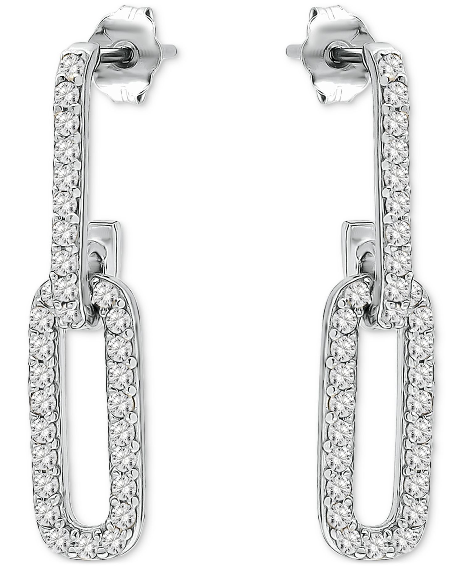 Link Drop Earrings in (7/8 ct. t.w.) Gold Pleated Sterling Silver